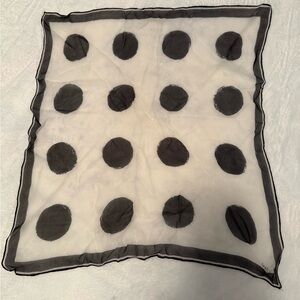 Vintage Silk Black and White Polka Dot Scarf by Vera